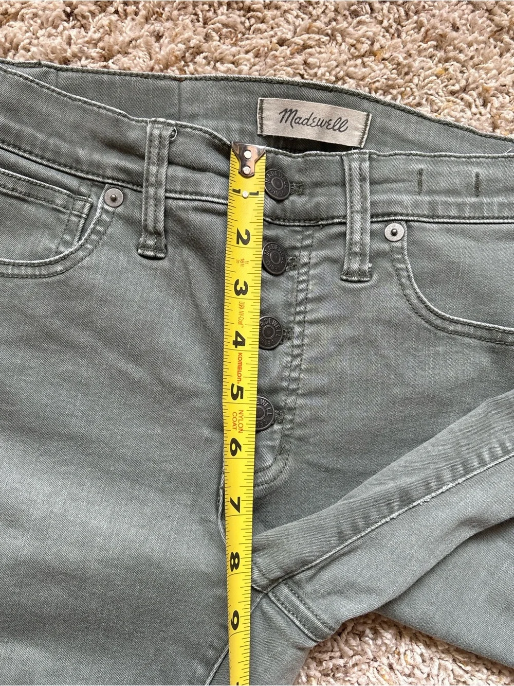 Madewell 9” High Rise Skinny Green Sz 27P